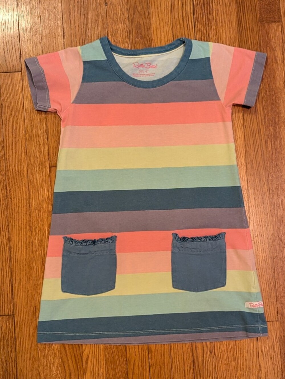 Striped Multi-Color Tee Dress with Front Pockets